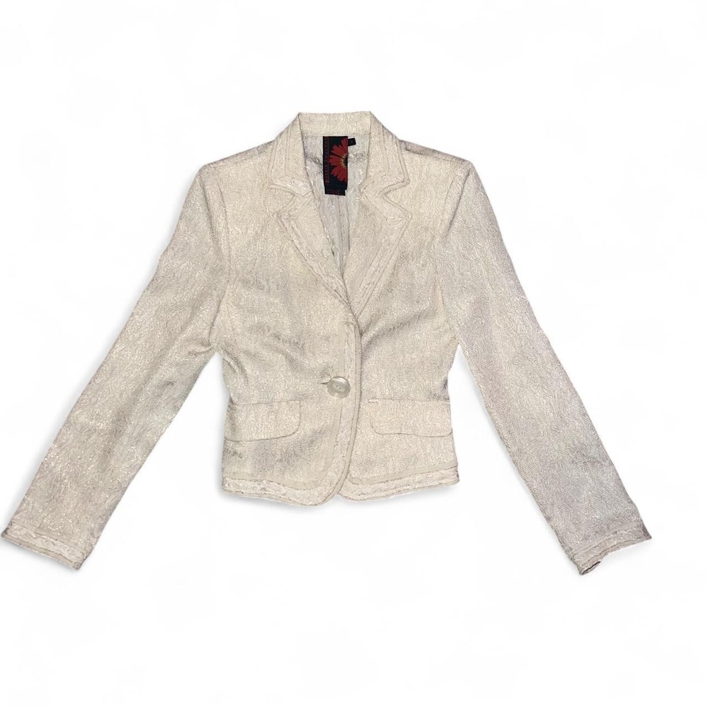 Debbie Shuchat Collection Cream Ivory Textured Blazer Jacket Size 2